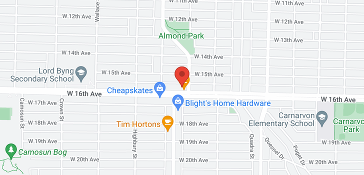 map of 304 3639 W 16TH AVENUE